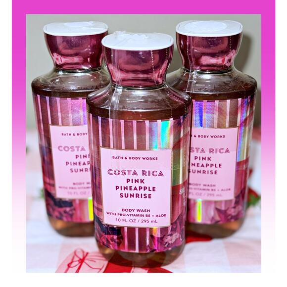 Bath & Body Works COSTA RICA Pink Pineapple Sunrise 10oz Shower Gel Body Wash x3 - Picture 2 of 4